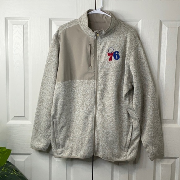 Antigua - Philadelphia 76ers Fortune Full Zip Jacket Oatmeal Heather Men's XL - Picture 1 of 9